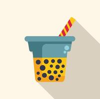 Plastic cup of bubble tea with straw representing refreshment and sweetness vector