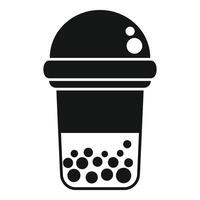 Bubble tea cup with lid showing boba balls icon vector