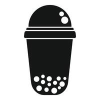 Bubble tea cup with lid showing boba balls icon vector