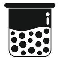 Chemical flask filled with bubbling solution icon vector