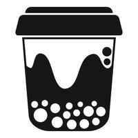 Plastic cup showing bubble tea with tapioca pearls icon vector