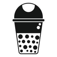 Black silhouette icon of a plastic cup with tapioca pearls at the bottom vector