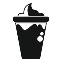 Plastic cup full of milkshake with whipped cream icon vector