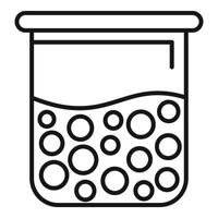 Laboratory glass flask containing bubbling solution line icon vector