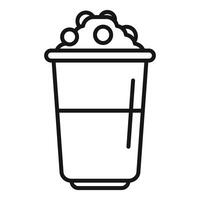 Bubble tea cup with tapioca pearls being prepared with straw inside vector