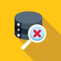 Magnifying glass detecting error in database icon vector