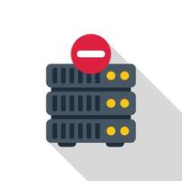 Database server showing error with red stop sign vector