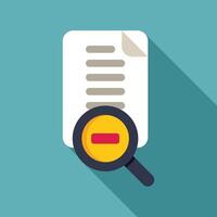 Magnifying glass showing delete symbol over document for censorship concept vector