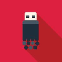 Usb flash drive losing data on red background vector