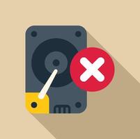 Hard drive disk showing error message with red cross sign vector