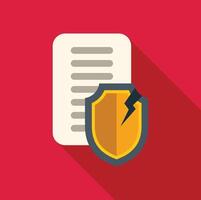 Broken shield protecting important document representing data security breach vector