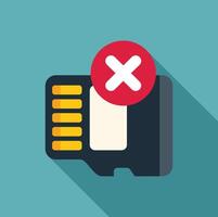 Sd card showing error message with red cross symbol vector