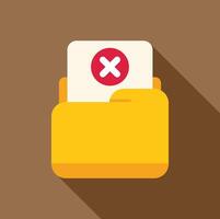 Yellow folder with canceled document inside representing deleted file vector