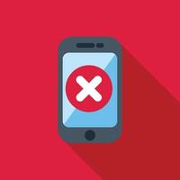 Smartphone showing red cross mark on screen vector