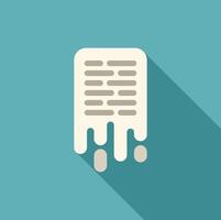 Paper document is melting and dripping down, flat design style vector