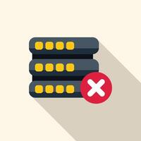 Database server down showing error with red cross mark vector
