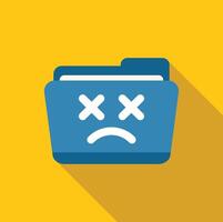 Blue folder icon showing data loss, corruption, or deletion error vector