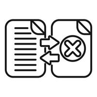 Document exchange with error sign showing data transfer issues vector