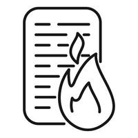 Burning document icon representing destroyed evidence vector