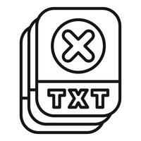Stack of txt files is showing a delete cross, indicating an error vector