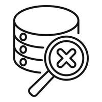 Magnifying glass detecting error in database icon vector