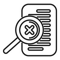 Magnifying glass detecting error in document icon vector