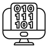 Computer monitor displaying binary code representing data vector