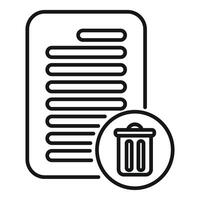Document deleting icon representing file removal action vector