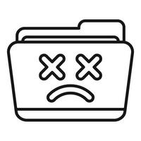 File folder showing a sad face with crosses for eyes vector