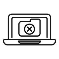 Laptop showing deleted folder icon for data loss concept vector