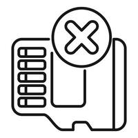 Memory card showing error message with cross sign vector