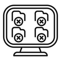 Computer displaying multiple folders with errors on screen vector