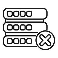 Database error with cross mark showing data loss or system failure vector