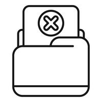 Archive folder rejecting document with error cross mark icon vector