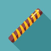 Chocolate wafer roll stick covered with chocolate glaze on turquoise background vector