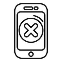 Smartphone showing cross mark delete icon vector
