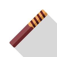 Chocolate wafer stick with filling lying on diagonal with shadow vector