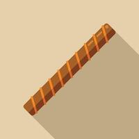 Chocolate wafer roll cookie lying on brown background vector