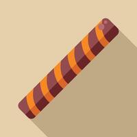 Chocolate filled wafer stick lying on table vector