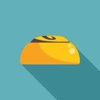 Yellow round chocolate candy with swirl on top flat design icon with long shadow vector