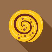 Round bun with chocolate spreading lying on brown background vector