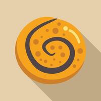 Round bun with chocolate having round shape lying on table vector