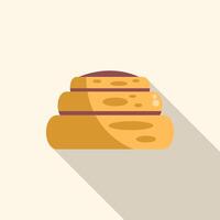 Delicious cinnamon roll with chocolate filling casting long shadow vector