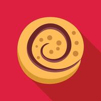 Round cinnamon roll pastry showing swirling icing design vector