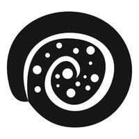Swiss roll with cream filling forming a spiral shape icon vector
