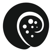 Black and white snail shell icon showing spiral shape vector