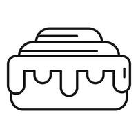 Cinnamon bun with dripping icing being prepared for eating vector