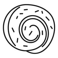 Swiss roll cake showing filling covered in sprinkles icon vector