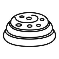 Round chocolate candy with filling forming three layers vector