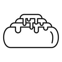Delicious cinnamon roll with drizzling icing icon vector